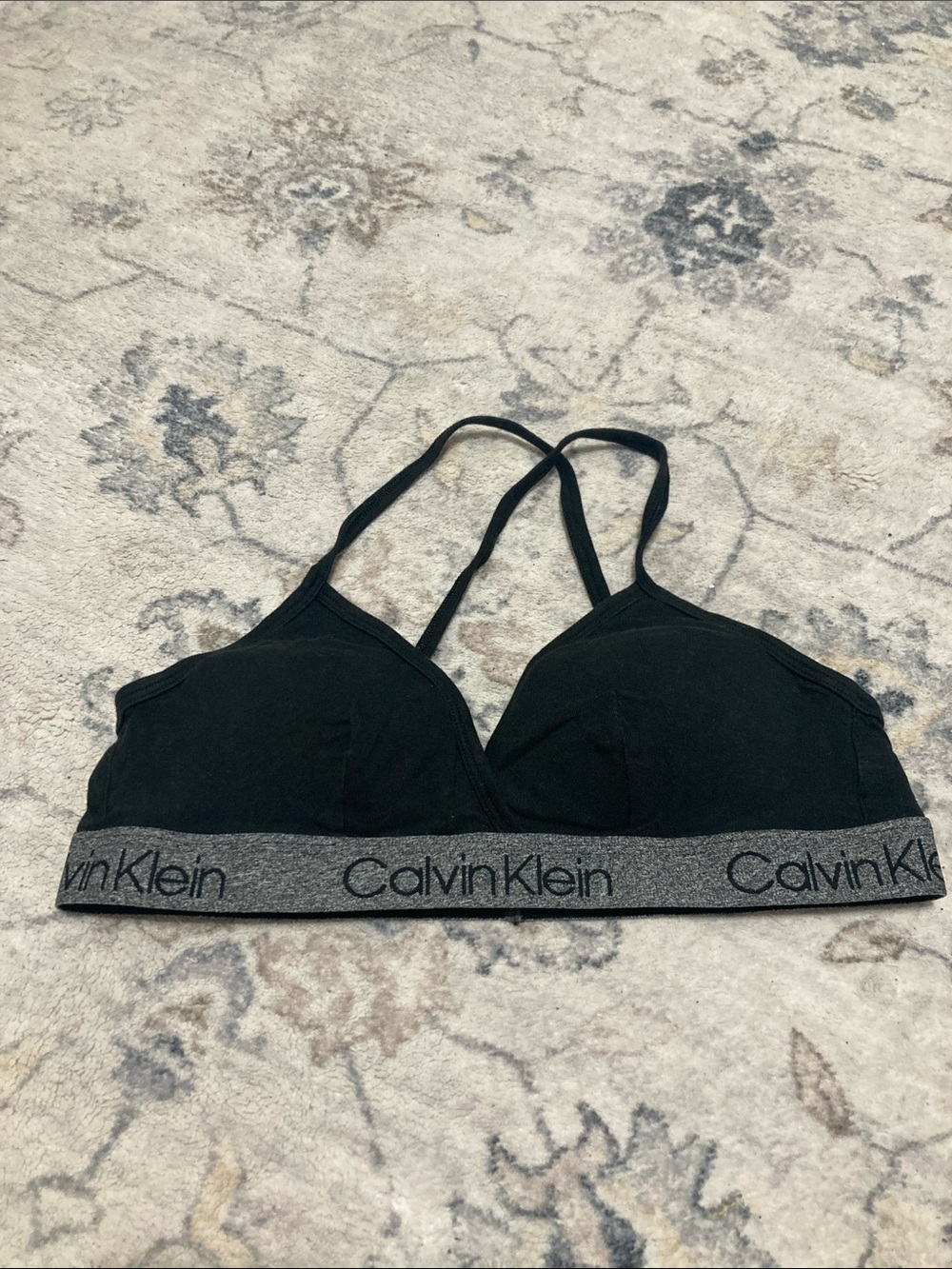 Calvin Klein Black Bralette with Gray Logo Band